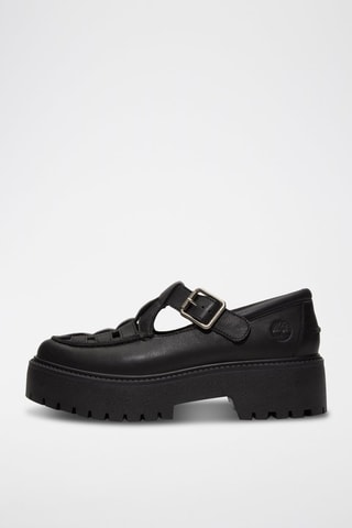 Sandalias de piel con plataforma - Negro