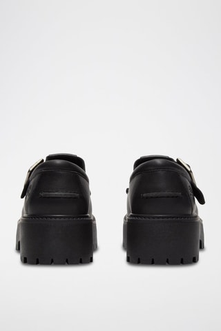 Sandalias de piel con plataforma - Negro