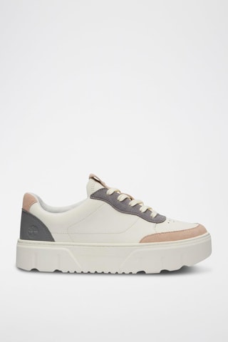 Zapatillas de piel con plataforma - Gris oscuro y blanco