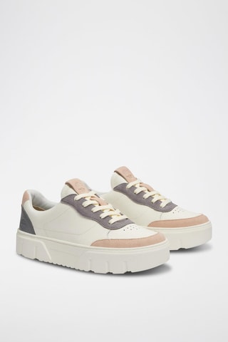 Zapatillas de piel con plataforma - Gris oscuro y blanco