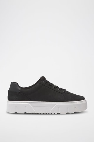 Zapatillas de piel con plataforma - Negro