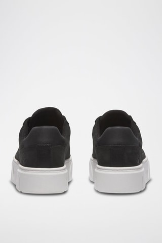 Zapatillas de piel con plataforma - Negro