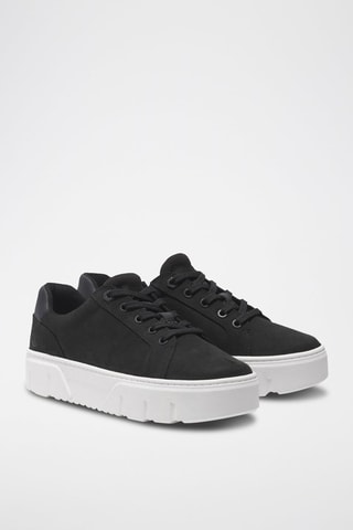 Zapatillas de piel con plataforma - Negro