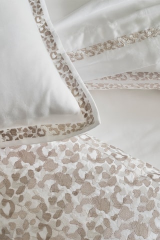 Conjunto de edredão em algodão 120 fios/cm² Abbie - Branco e bege