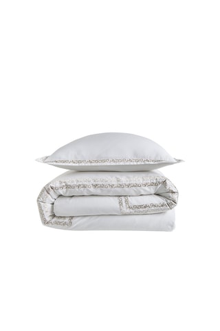 Conjunto de edredão em algodão 120 fios/cm² Abbie - Branco e bege