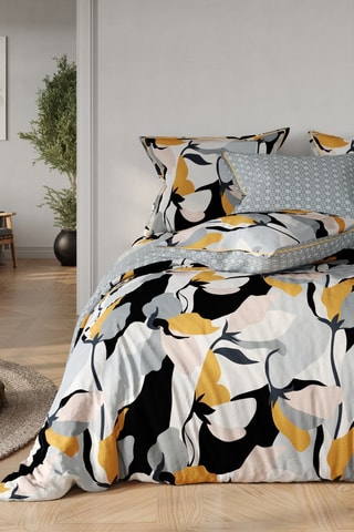 Conjunto de edredão em algodão 57 fios/cm² Juno - Branco e preto