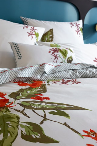Conjunto de edredão em algodão 80 fios/cm² Abbie - Branco e verde