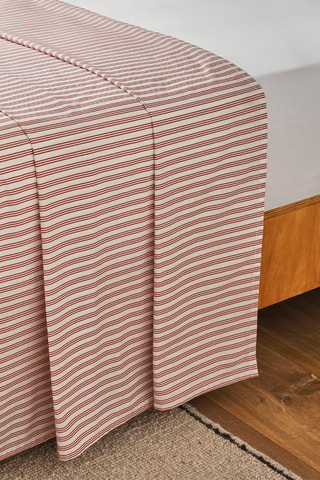 Lençol liso em percal de algodão 80 fios/cm² Tiara - Bege e vermelho