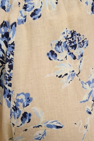 Pantalón de lino de tiro alto - Azul y beige
