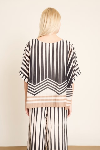 Blouse relaxed - Écru et noir