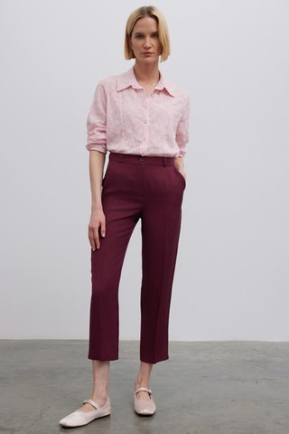 Pantalón carrot 7/8 de tiro alto - Burdeos