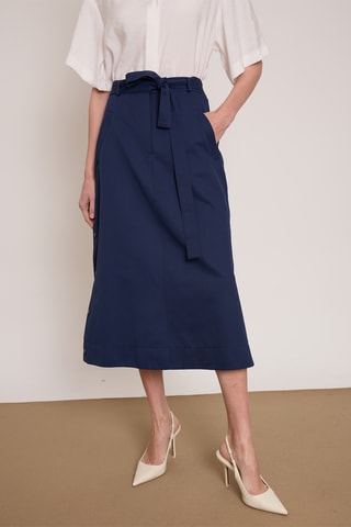 Falda midi de talle alto - Azul marino