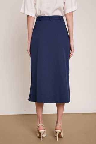 Falda midi de talle alto - Azul marino