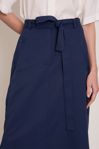Falda midi de talle alto - Azul marino