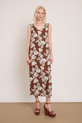 Vestido direito - Castanho-escuro