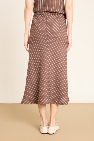Jupe midi en lin - Marron