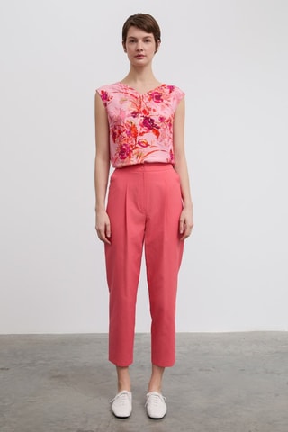 Pantalón carrot 7/8 de tiro alto - Coral
