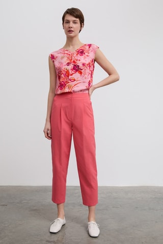 Pantalón carrot 7/8 de tiro alto - Coral