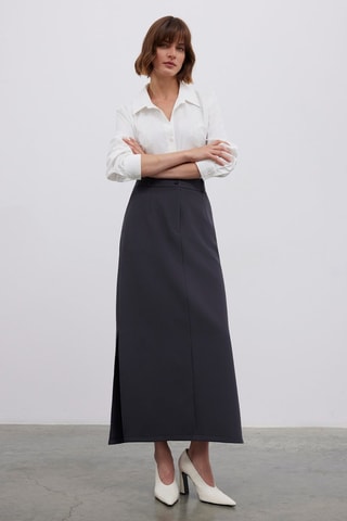 Falda midi - Gris