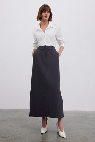 Falda midi - Gris