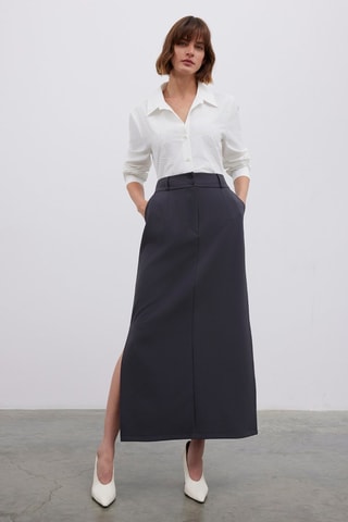 Falda midi - Gris