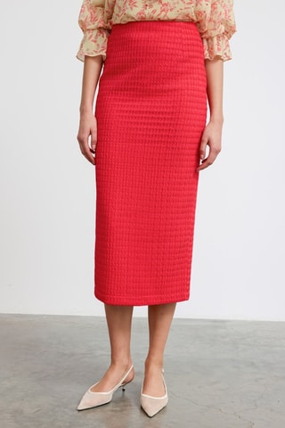 Falda midi de talle alto - Rojo