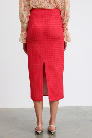 Falda midi de talle alto - Rojo
