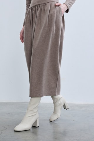 Jupe midi taille haute - Taupe