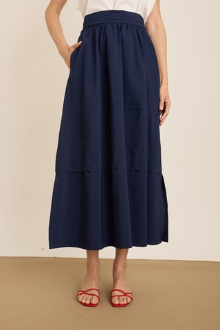Jupe longue taille haute - Bleu marine