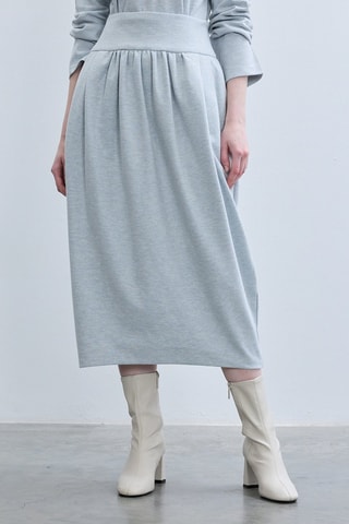 Jupe midi taille haute - Bleu