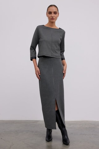 Falda midi - Negro y gris