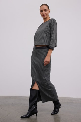 Falda midi - Negro y gris