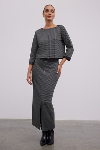 Falda midi - Negro y gris