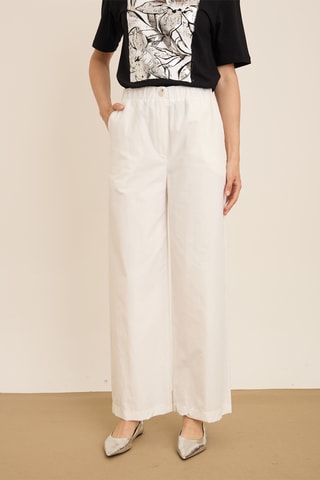 Pantalon wide legs - Écru