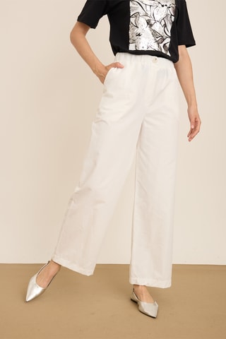 Pantalon wide legs - Écru