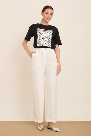 Pantalon wide legs - Écru