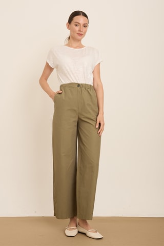 Pantalon wide legs - Kaki