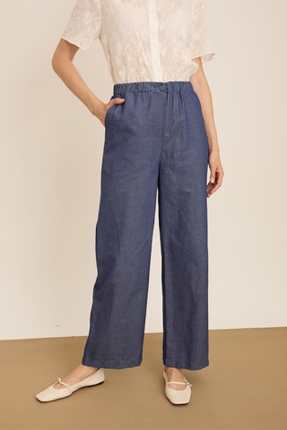 Pantalon wide legs - Bleu