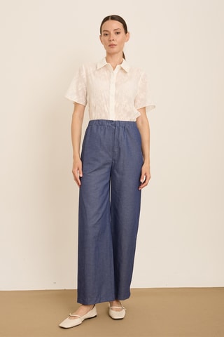 Pantalon wide legs - Bleu