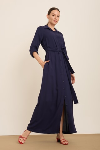 Vestido-camisa - Azul-marinho