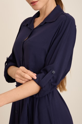 Vestido-camisa - Azul-marinho