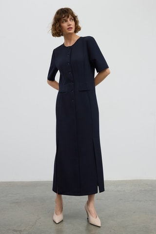 Vestido comprido - Azul-marinho