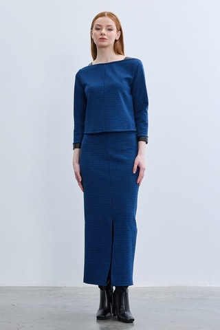 Jupe midi - Noir et bleu