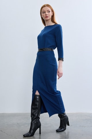 Jupe midi - Noir et bleu