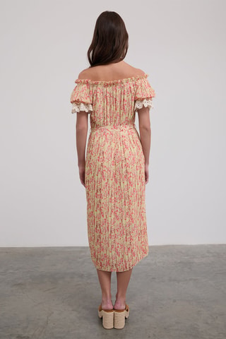 Vestido plissado - Amarelo e rosa
