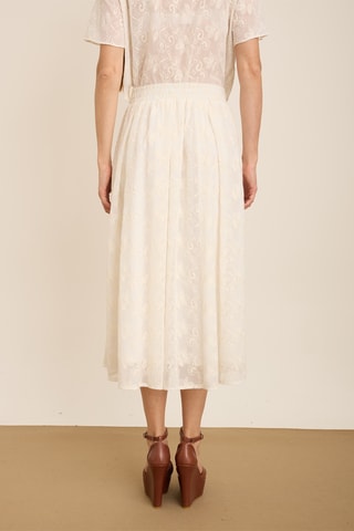 Falda midi de talle alto - Crudo