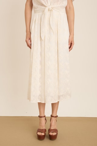 Falda midi de talle alto - Crudo