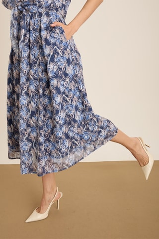 Jupe midi taille haute - Bleu marine