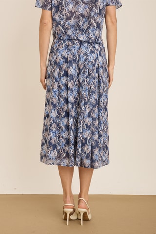 Jupe midi taille haute - Bleu marine