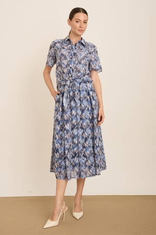 Jupe midi taille haute - Bleu marine